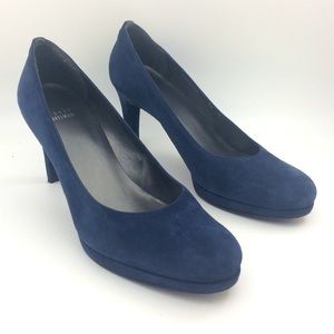 Stuart Weitzman Navy Blue Suede Platform Pumps